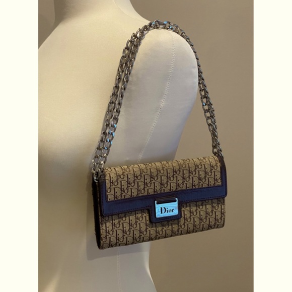 ✨Authentic Vintage Christian Dior Diorissimo Oblique Monogram Wallet On Chain - Picture 3 of 15